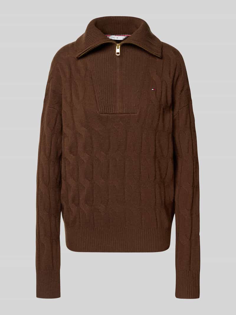 Tommy Hilfiger Relaxed fit gebreide pullover van zuivere wol met kabelpatroon