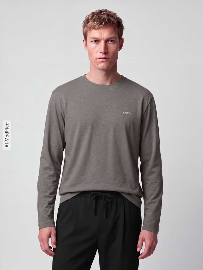 BOSS Green Regular fit shirt met lange mouwen van katoenmix model 'Tee Long'