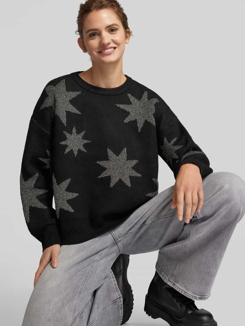 Only Comfort fit gebreide pullover met motief met effectgaren model 'ROSIE'