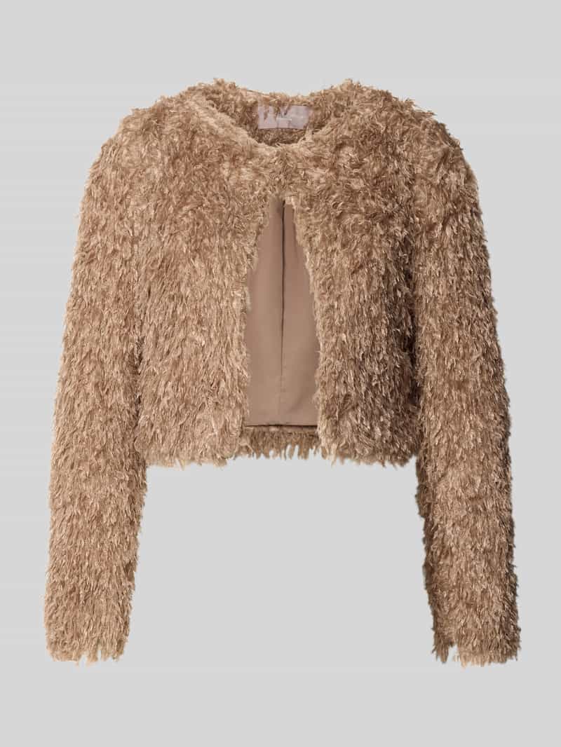 Christian Berg Woman Selection Cropped jas met veren en ronde halslijn