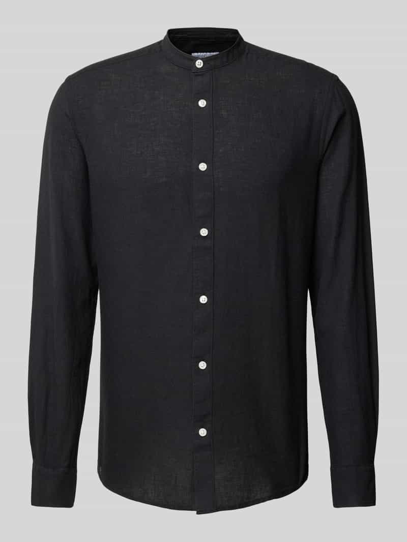 Only & Sons Slim fit linnen overhemd met opstaande kraag model 'CAIDEN'