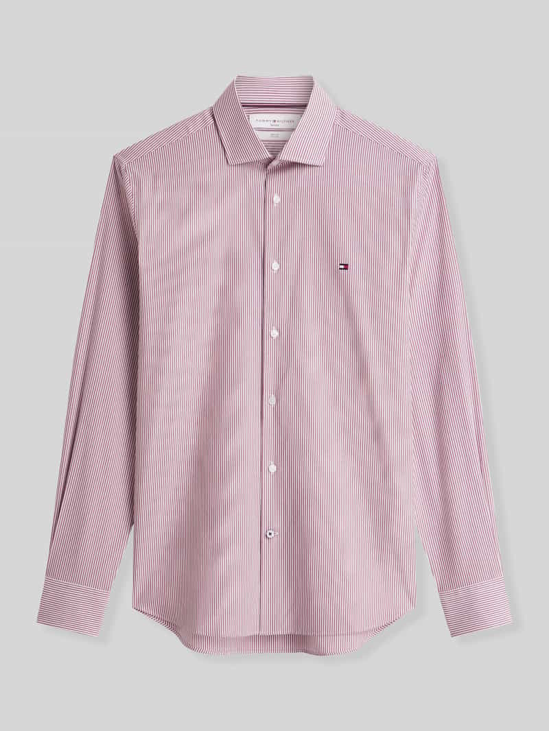 Slim fit zakelijk overhemd met geborduurd logo
