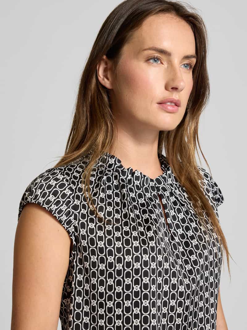 comma Blouseshirt met ronde hals en plooien
