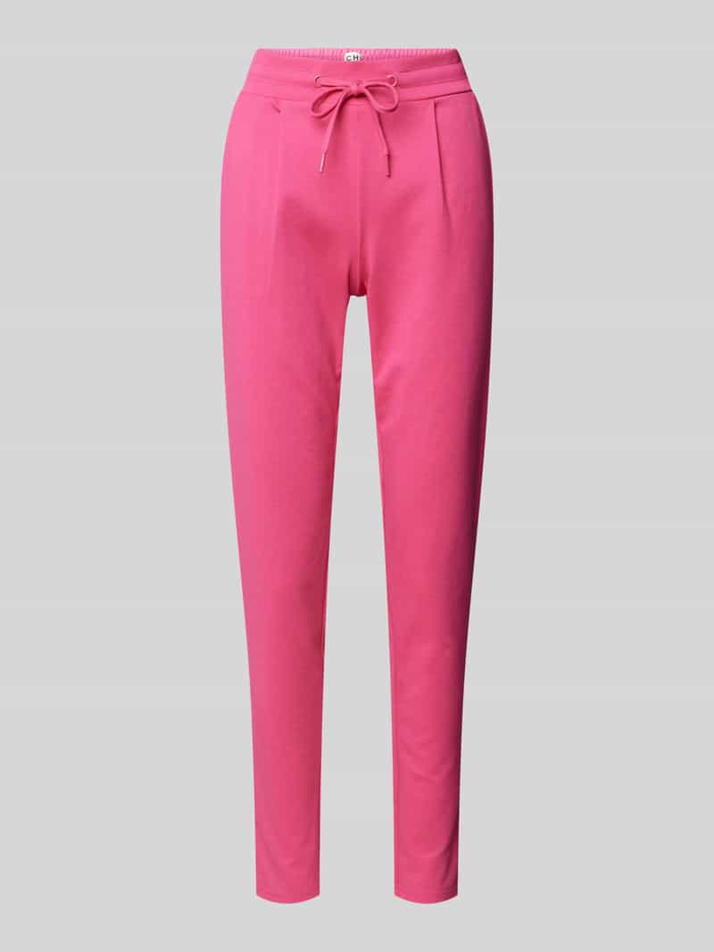 Ichi Slim fit bandplooibroek met elastische band model 'KATE'