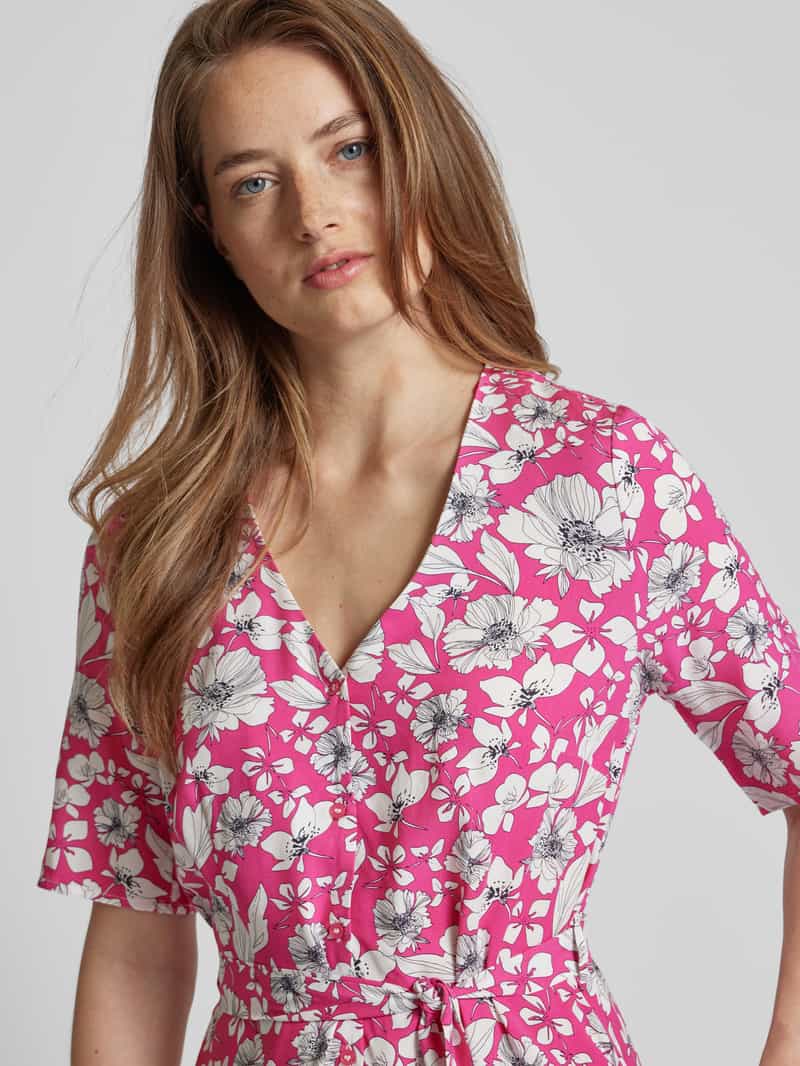 Christian Berg Woman Selection Midi-jurk met bloemenmotief en strikceintuur