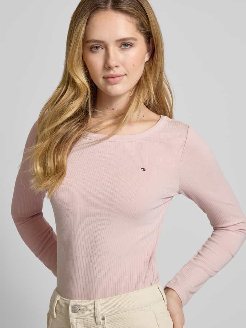Tommy Hilfiger Slim fit shirt met lange mouwen van viscosemix met logostitching