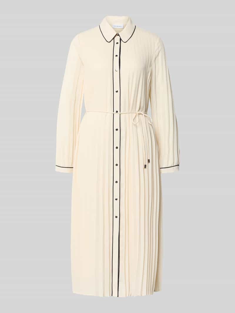Comma regular fit midi-jurk in plooien-look offwhite, foto 6