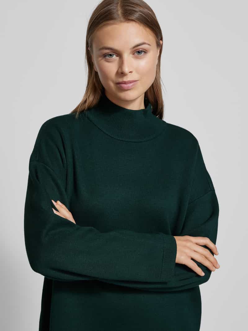 Jake*s Collection Gebreide jurk van viscosemix met opstaande kraag