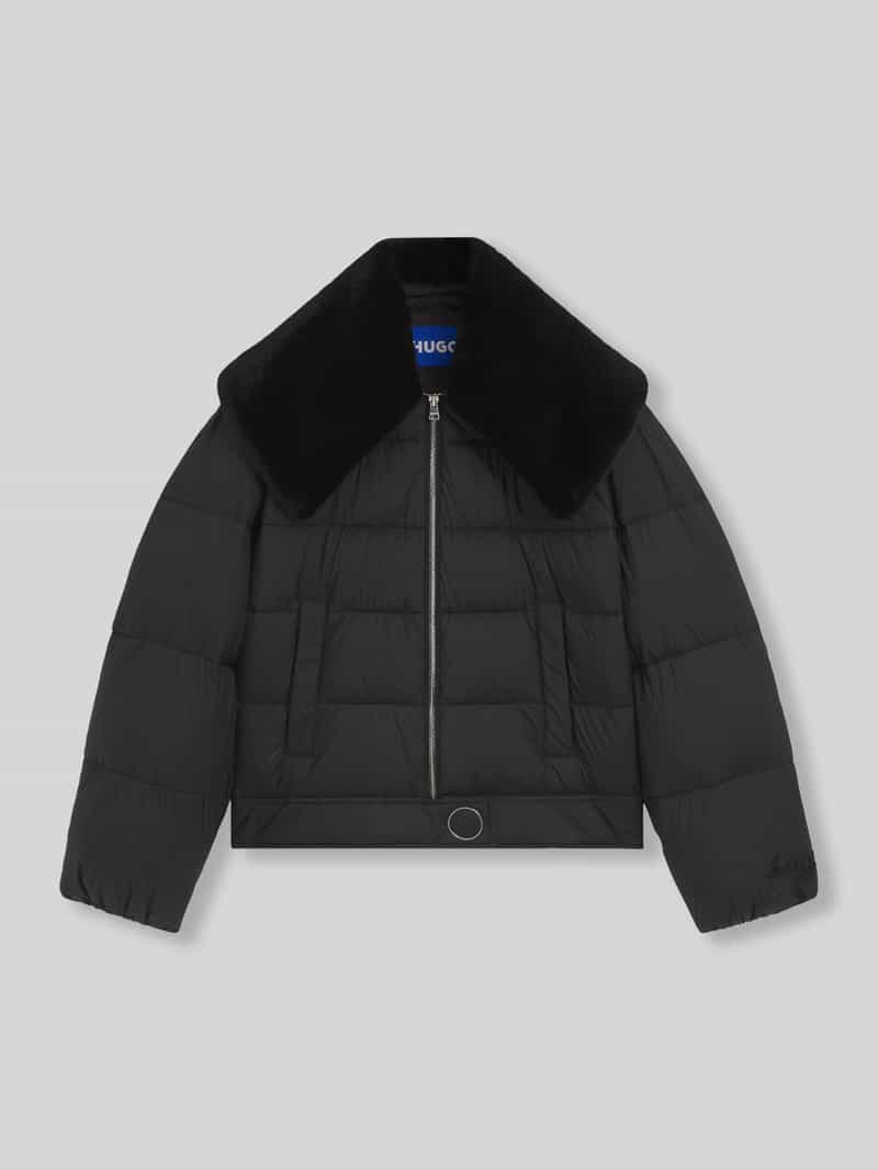 HUGO Blue Regular fit gewatteerd jack met afneembare imitatiebont-kraag model 'Fleuv-1_B'
