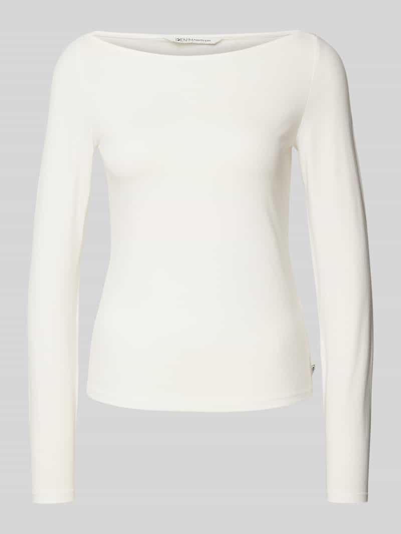 Tom Tailor Denim Shaped fit shirt met lange mouwen van katoenmix met boothals