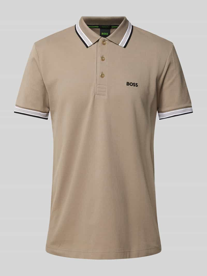 BOSS Green Regular fit poloshirt met labelstitching model 'PADDY'