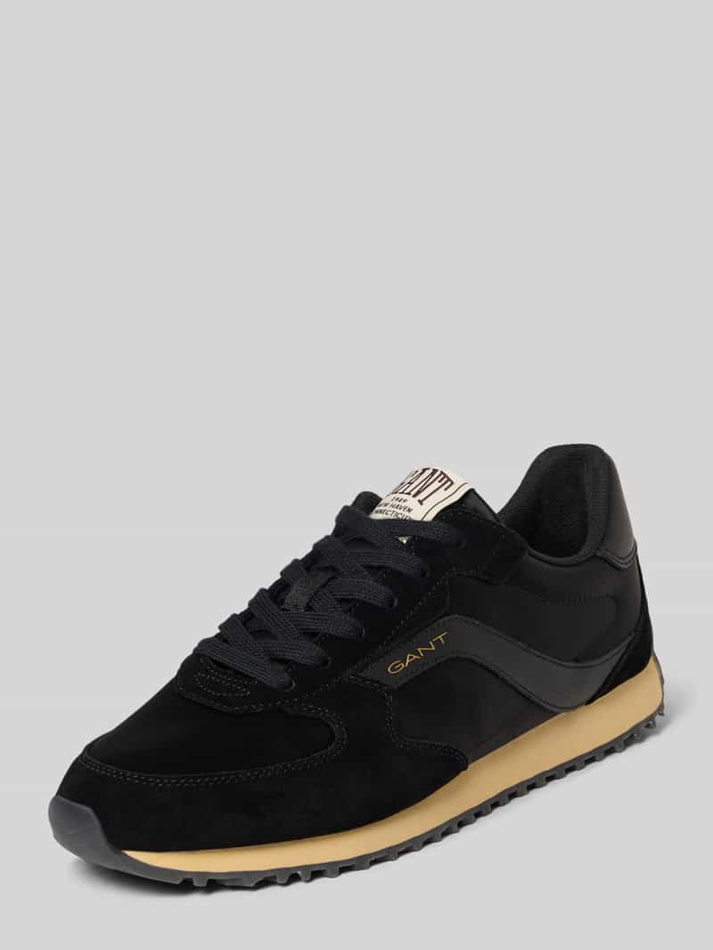 Sneakers van echt leer met logodetail model 'Beja'