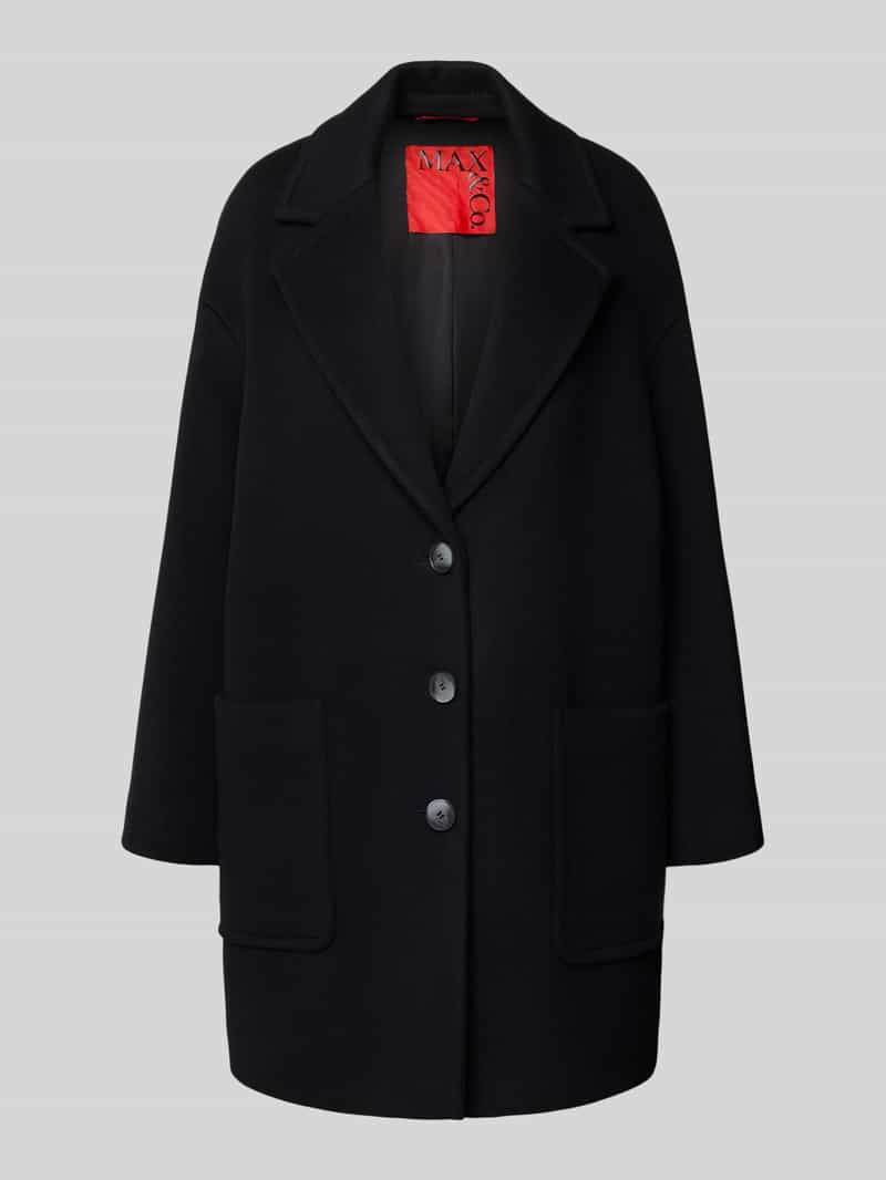 MAX&Co. Relaxed fit lange wollen jas met reverskraag model 'TAROCCO'