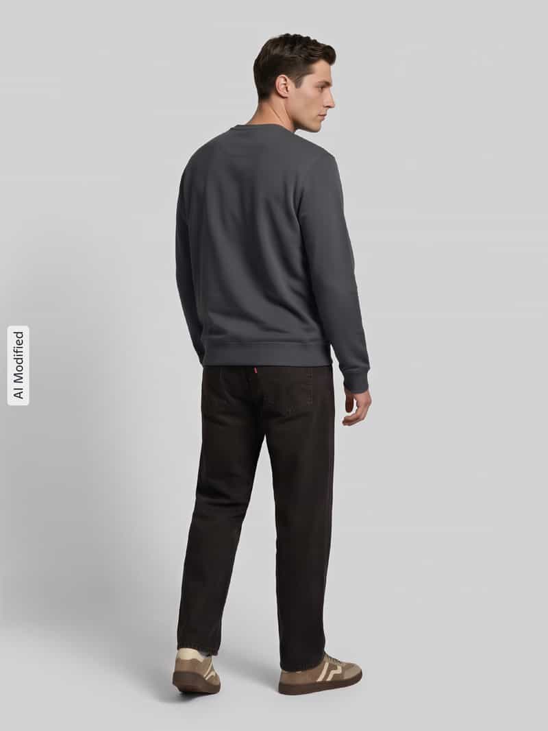 Boss Regular fit sweatshirt van puur katoen model 'Westart' kaki, foto 2