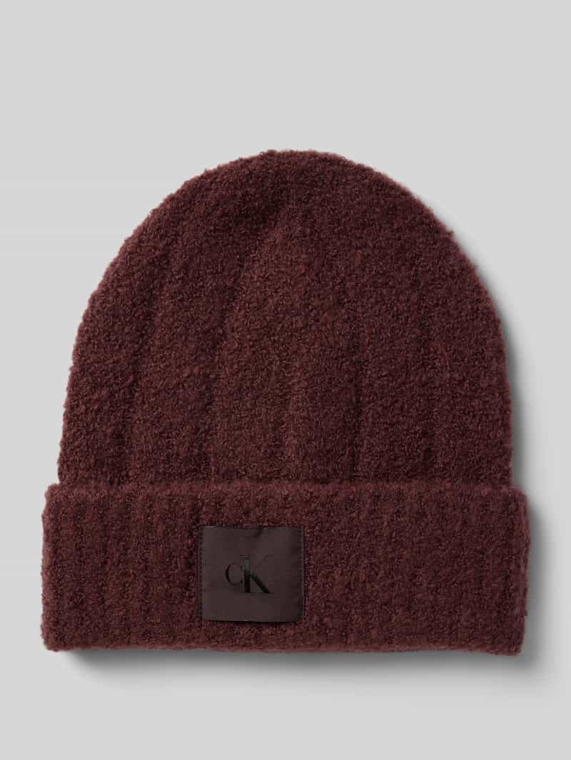 CK Calvin Klein Beanie in bouclélook met labelpatch