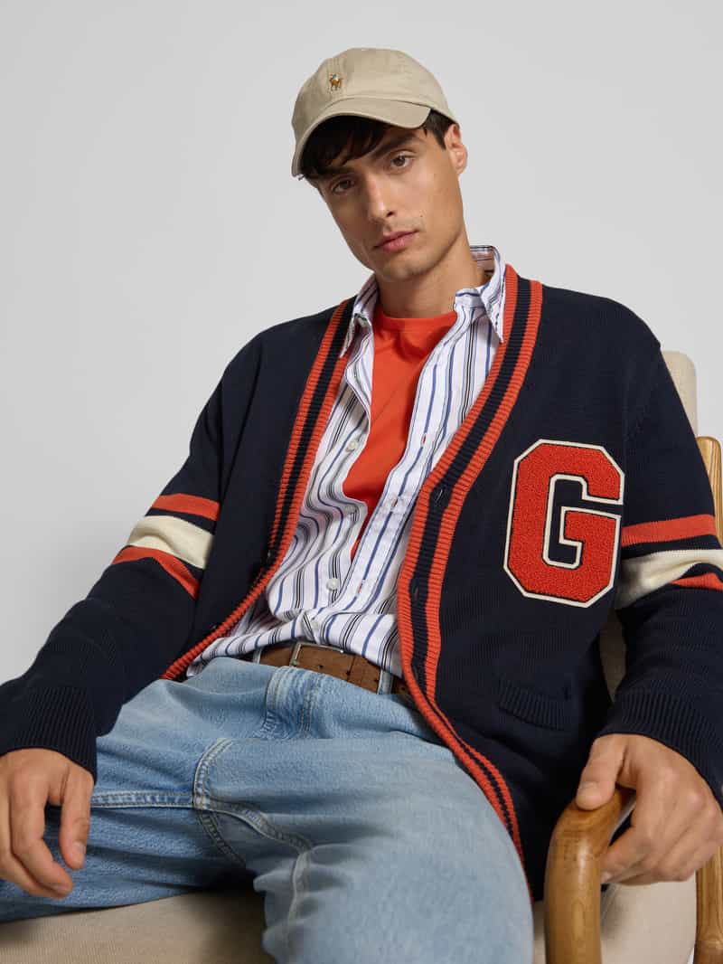 Gant Gebreid jack met V-hals en steekzakken