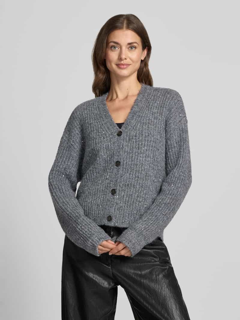 Jake*s Casual cardigan met sierknopen 'K106-LurexCardi'