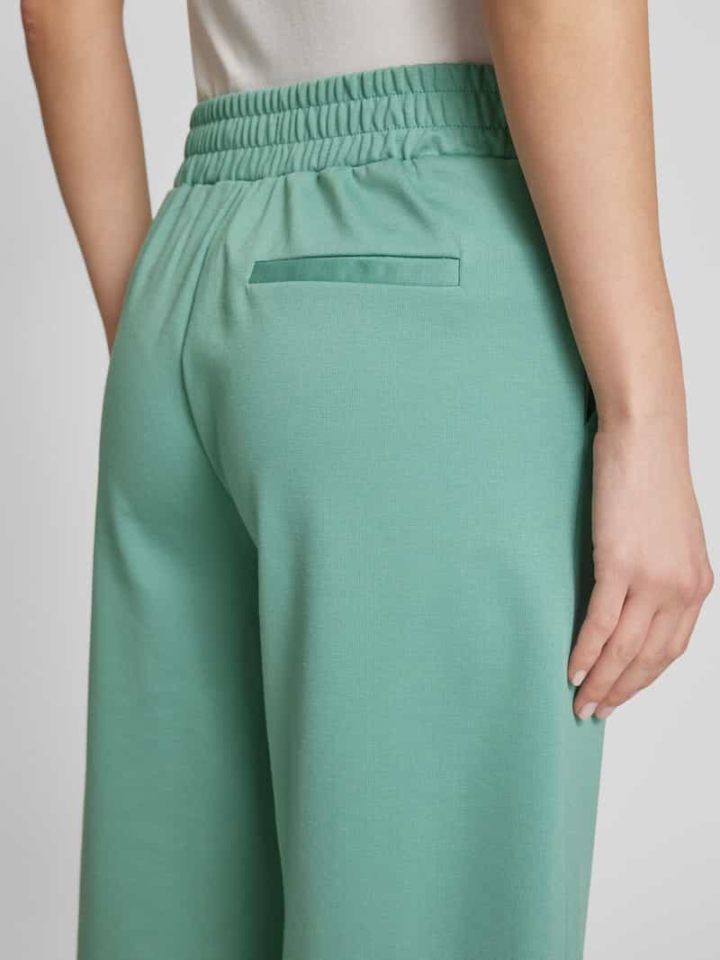 Ichi Wide leg stoffen broek met bandplooien model 'KATE'