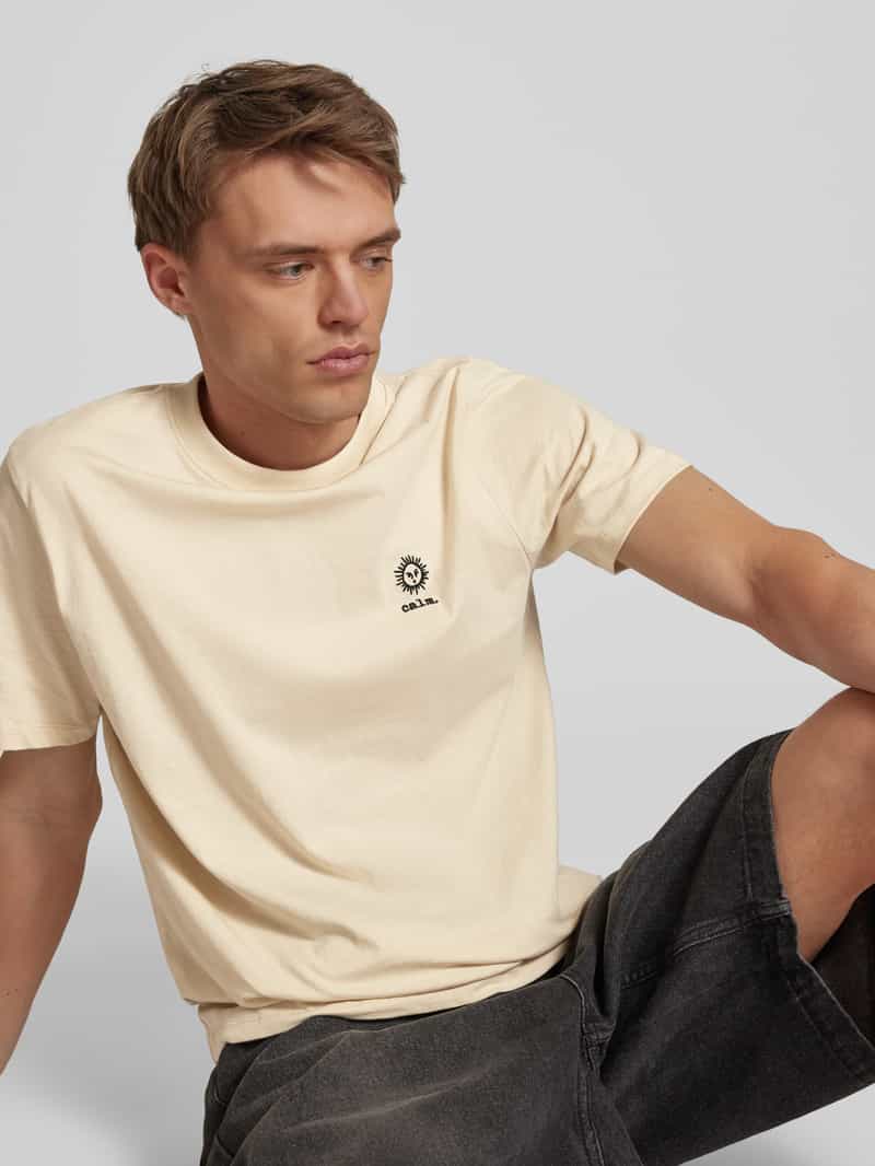 Blend T-shirt met motief- en statementstitching model 'JANUS'