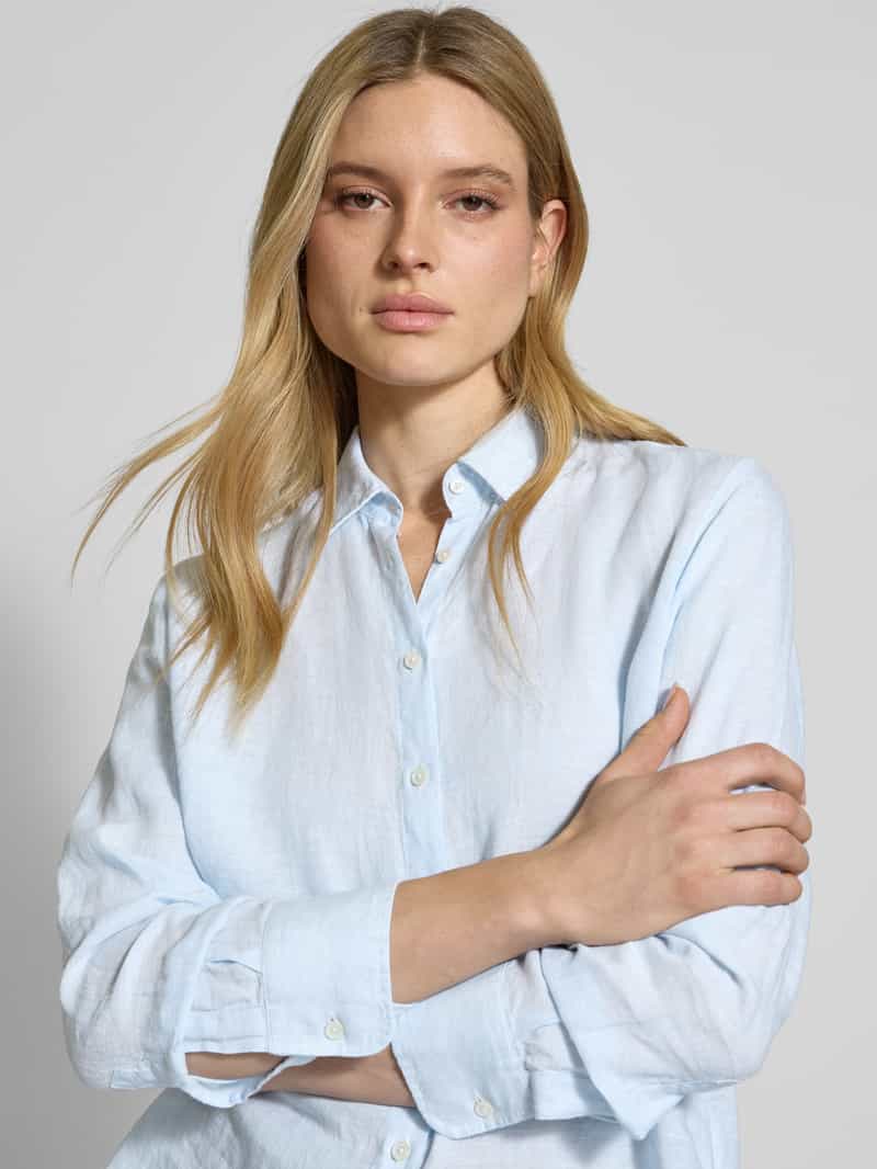 0039 italy Regular fit overhemdblouse van linnen met doorknoopsluiting