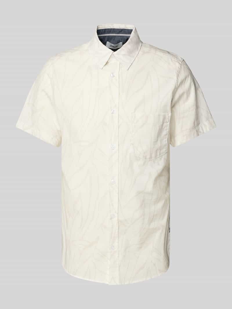 s.Oliver RED LABEL Slim fit overhemd met korte mouwen van katoenmix