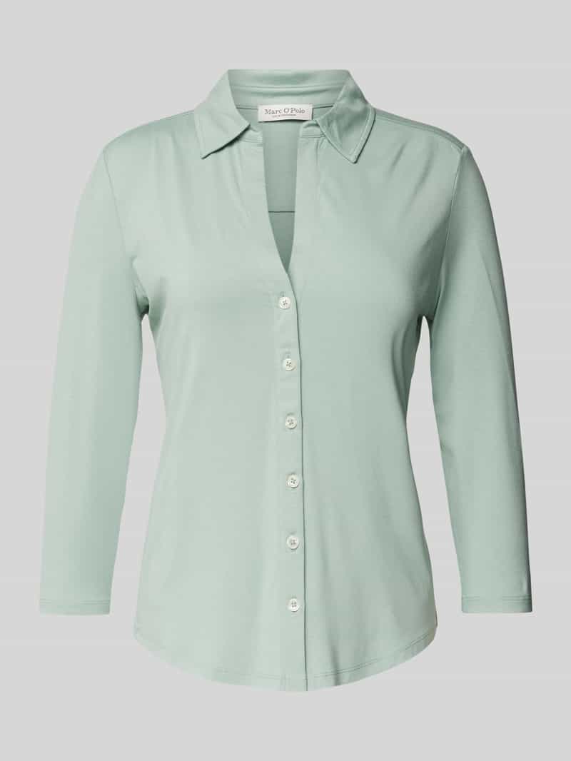 Marc O'Polo Regular fit shirt met 3 4-mouwen en flapkraag