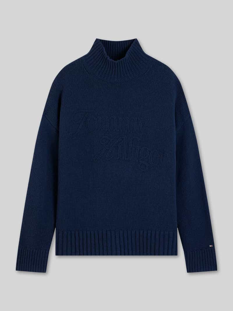 Tommy Hilfiger Col van wol met logo borduursel