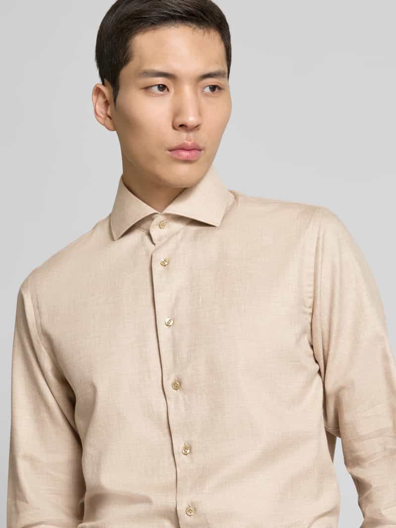 Profuomo Slim fit zakelijk overhemd met kentkraag model 'Cutaway'