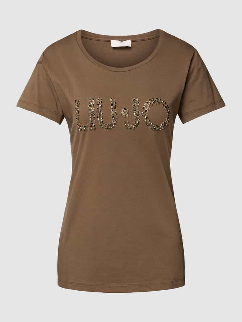 Liu Jo White T-shirt met label met siersteentjes