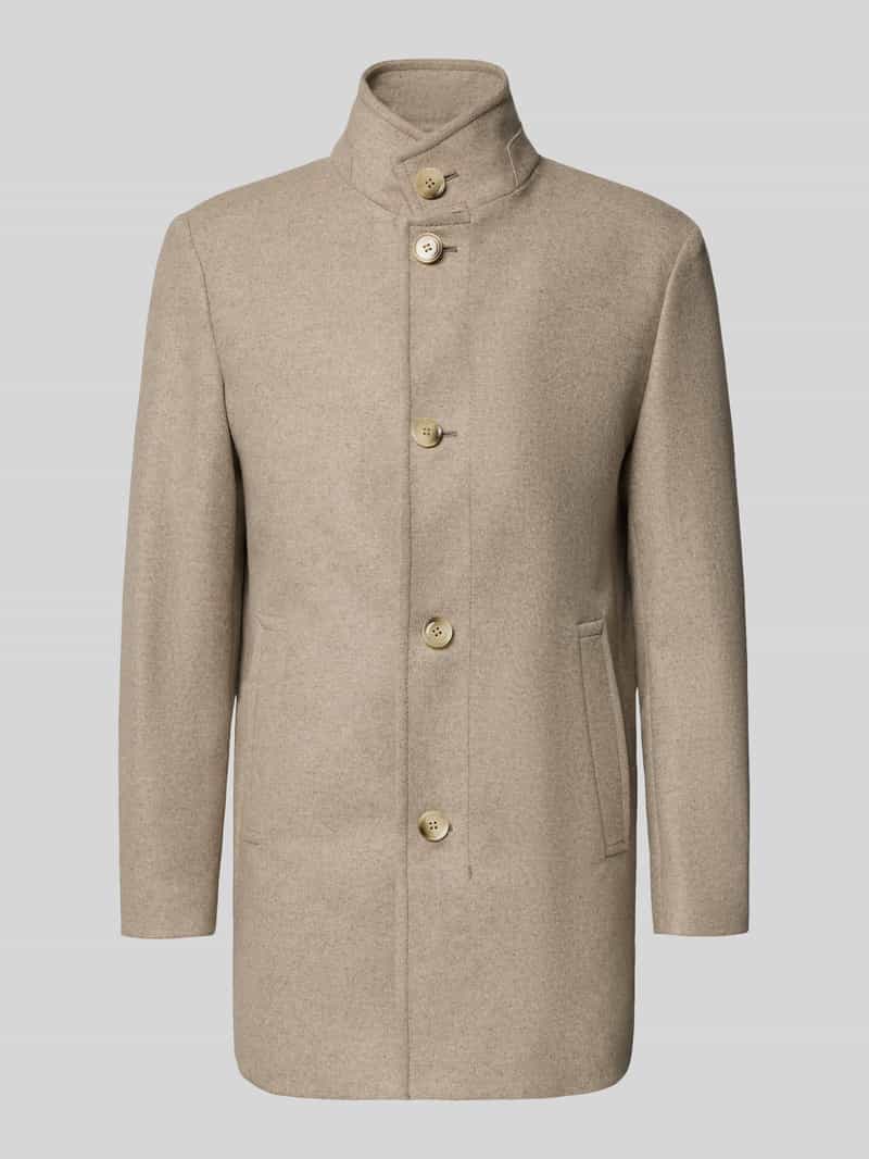 Strellson Regular fit lange wollen jas met opstaande kraag met knoopsluiting model 'FINCHLEY'