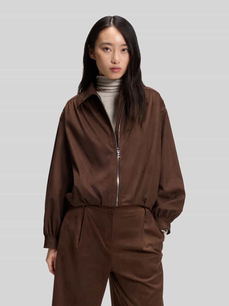 Boss Orange Loose fit kunstleren jack met platte kraag model 'Jasuede'