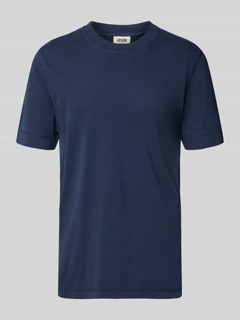 drykorn T-shirt met geribde ronde hals model 'RAPHAEL'