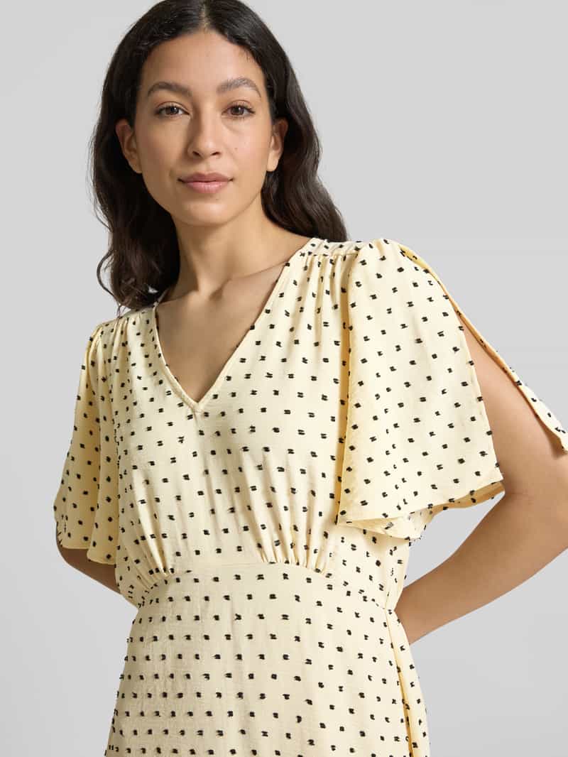 Ichi Midi-jurk met V-hals model 'ZABBY'
