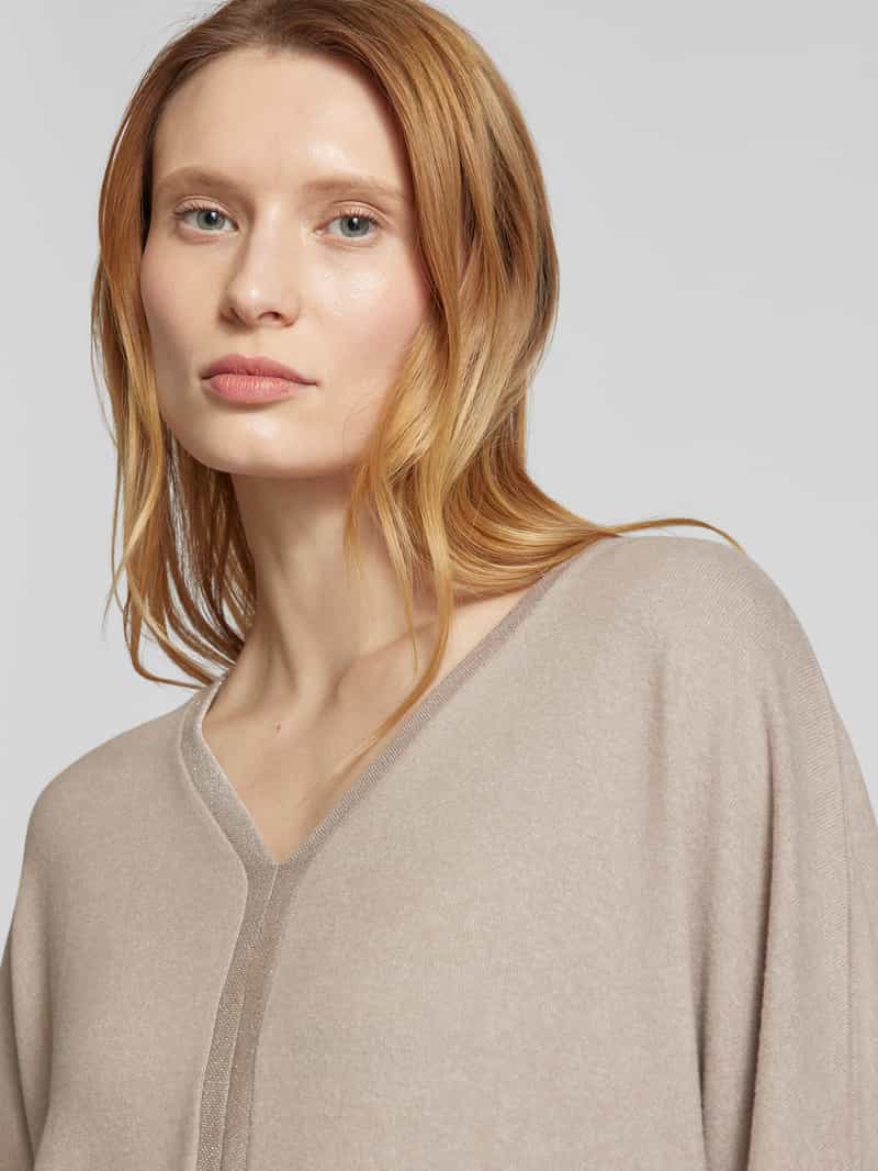Street One Shirt met lange mouwen van viscosemix met V-hals