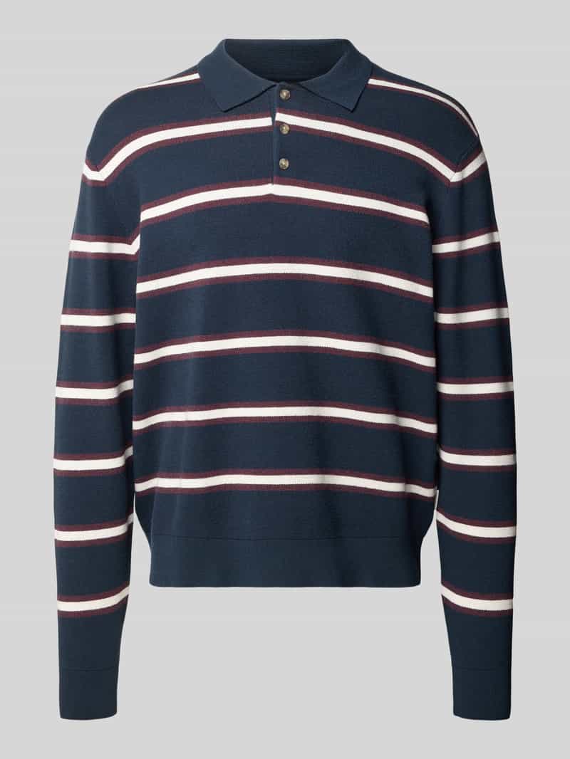 Jack&jone Joratocha Knit Tripe Polo Ky Captain /chocolate | Maat: S