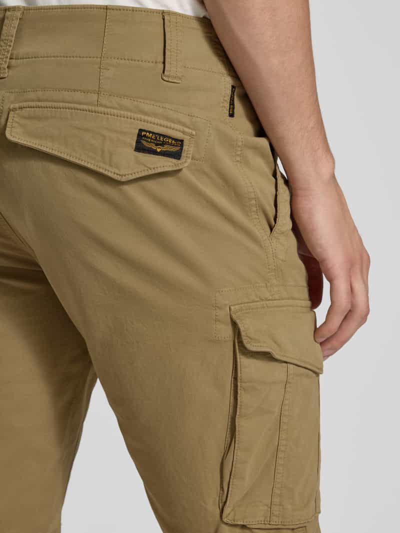 PME Legend Slim fit korte cargobroek met labelprint model 'NORDROP'