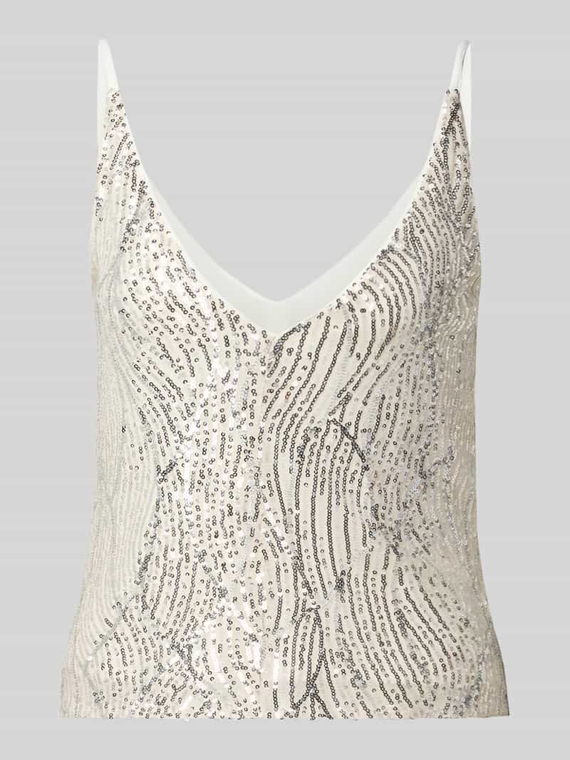 Regular fit top met all-over pailletten