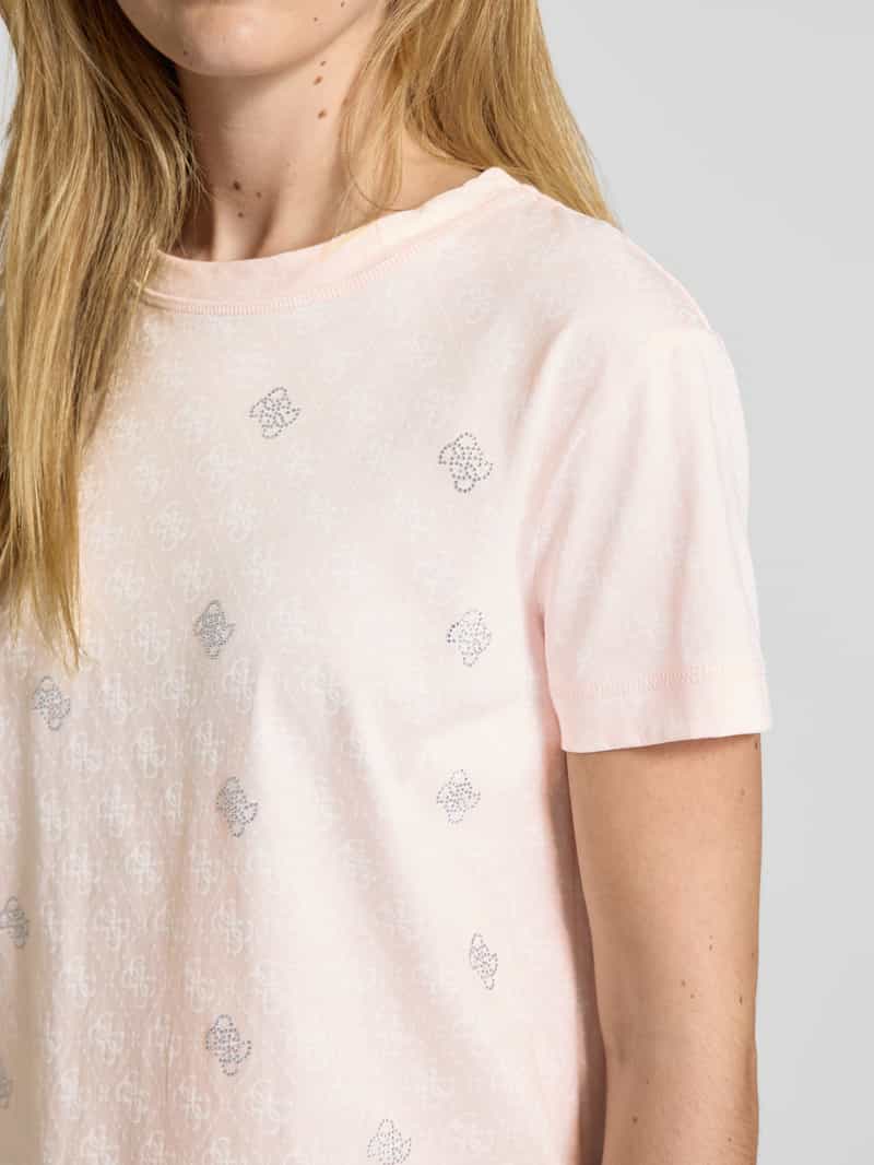 Guess Activewear T-shirt met geribde ronde hals model 'CHRYSANTA'