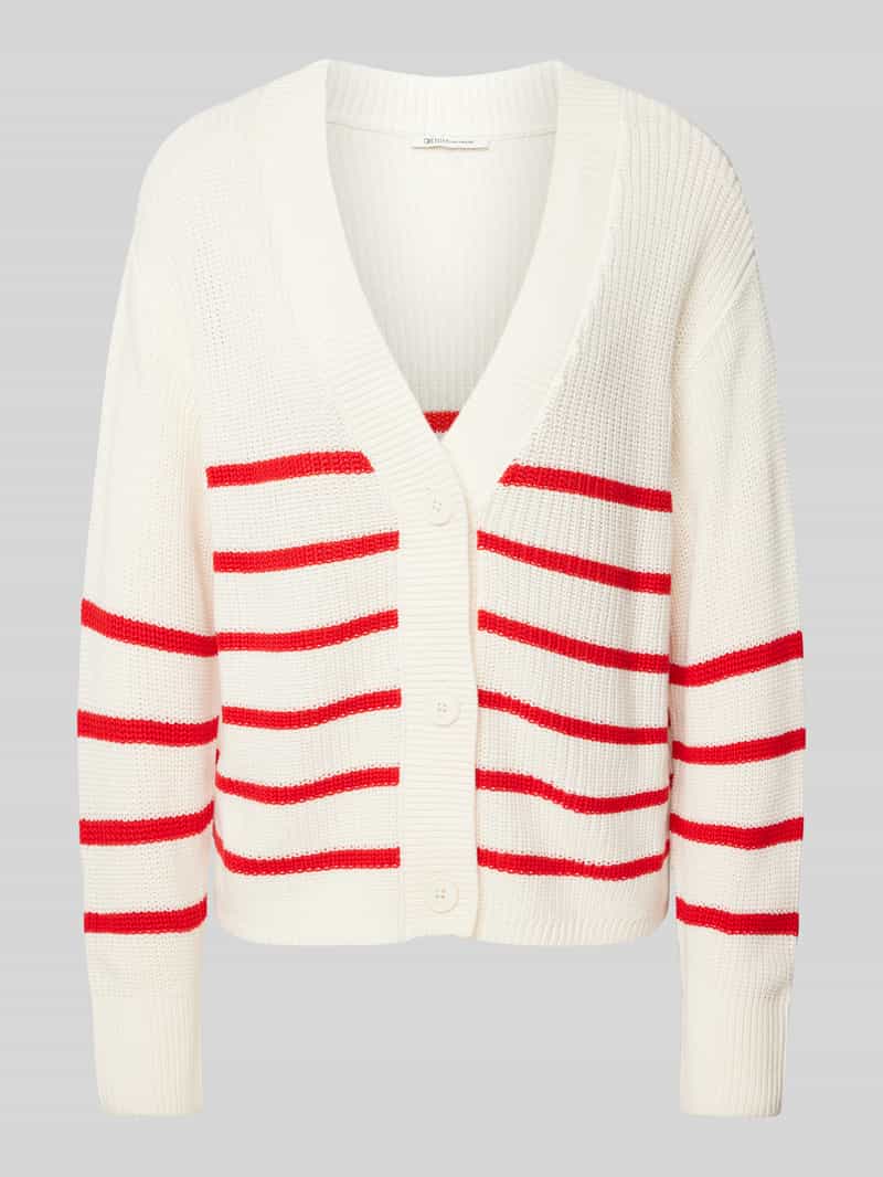 Tom Tailor Denim Regular fit gebreid jack van katoenmix met V-hals