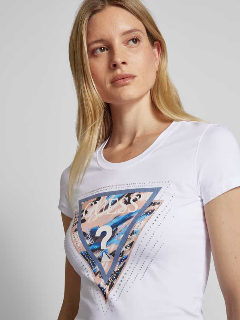 Guess T-shirt met strass-steentjes