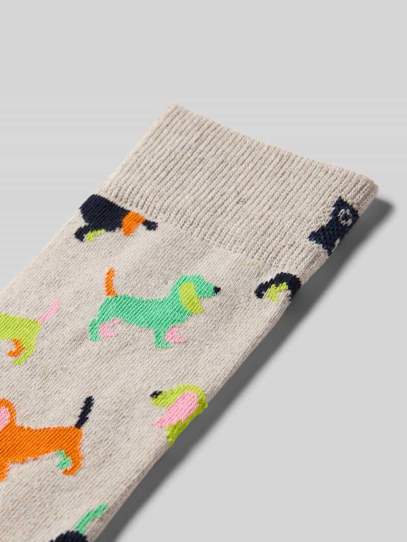 Happy Socks Sokken met motiefstitching model 'Puppy Love'