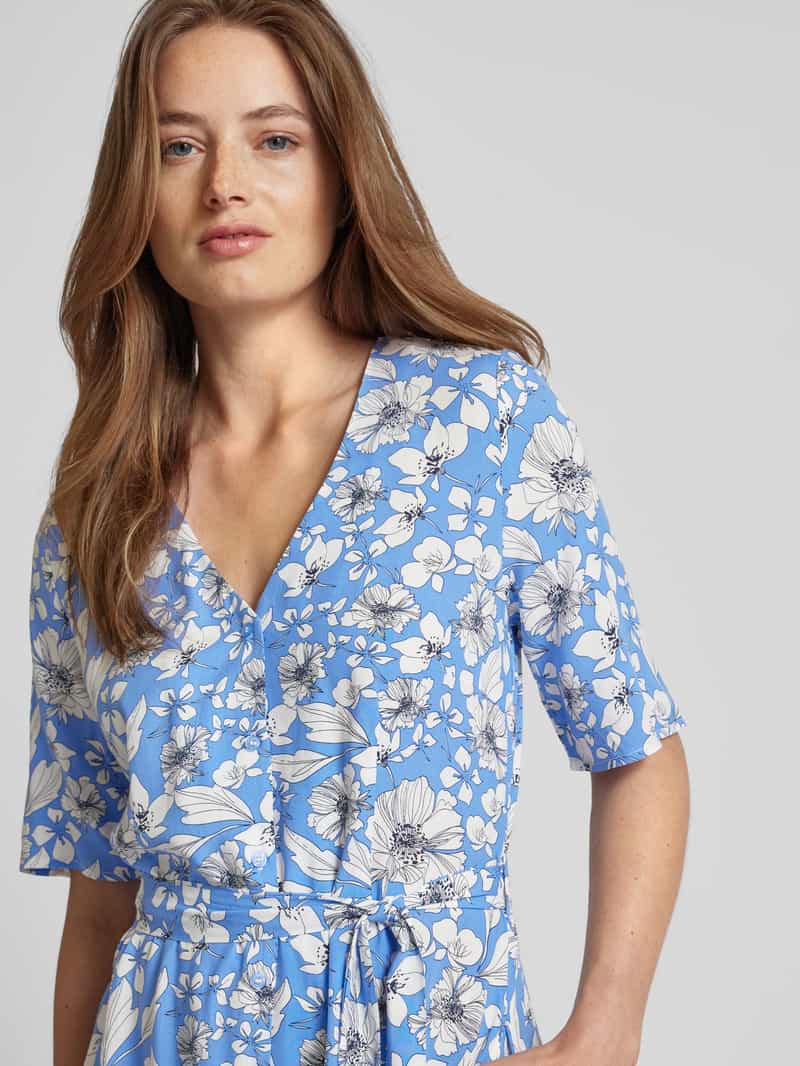 Christian Berg Woman Selection Midi-jurk met bloemenmotief en strikceintuur