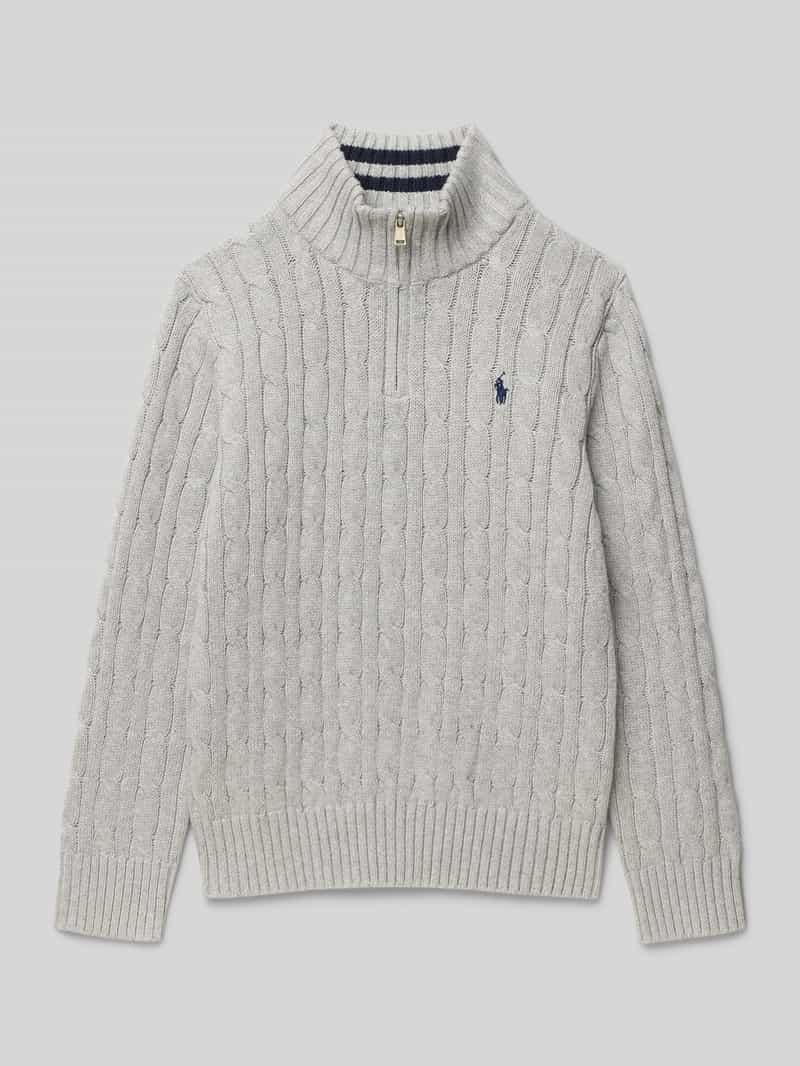 Polo Ralph Lauren Teens Gebreide pulllover met opstaande kraag en ritssluiting
