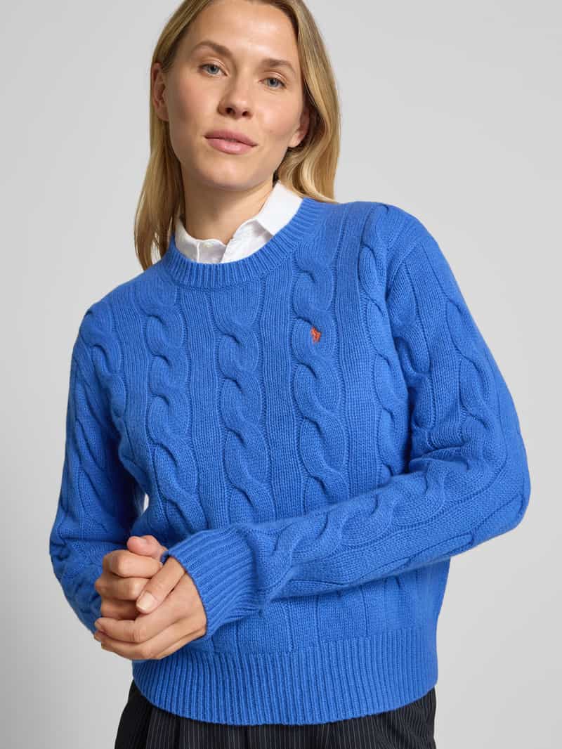 Polo Ralph Lauren Gebreide pullover van een mix van katoen en kasjmier met kabelpatroon