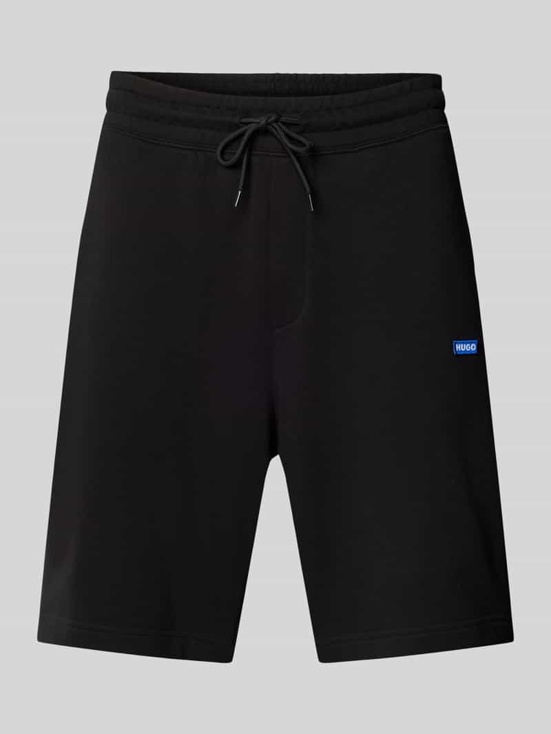 Hugo Blue Regular fit sweatshorts met labelpatch model 'Nasensio'