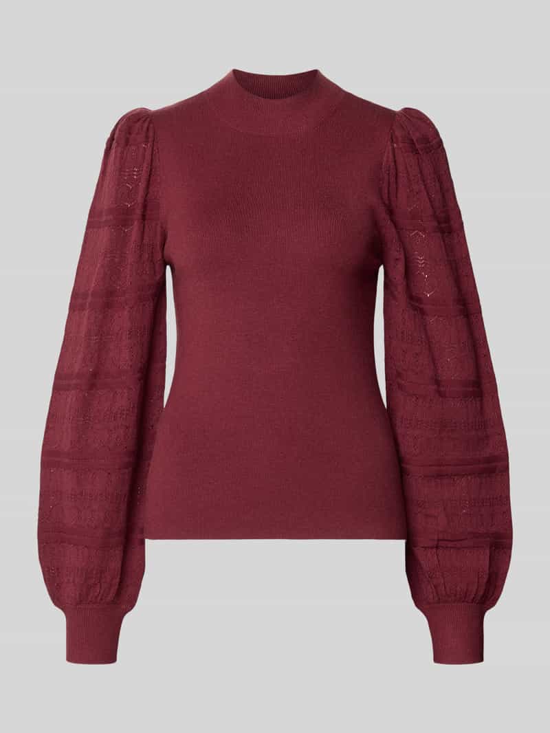 Vero Moda bordeaux dames trui   High neck halslijn   Regular fit   Ajour patroon   Duurzaam   Lange mouw Bordeaux XS