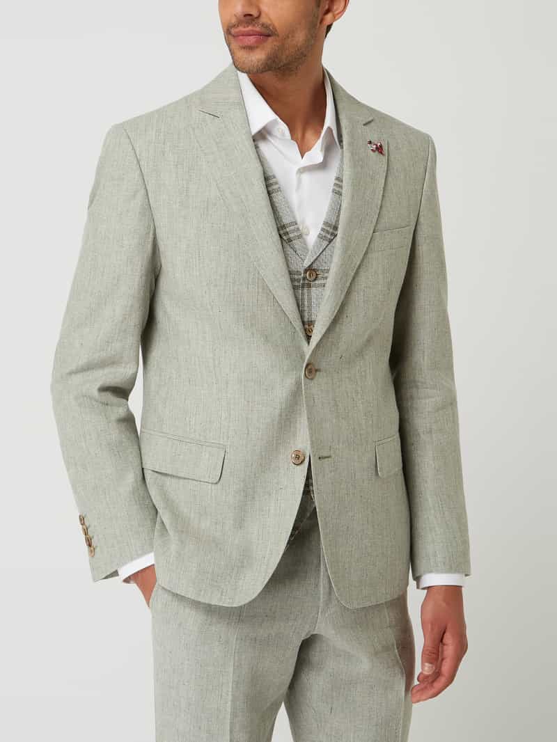 Slim fit -knoops colbert van een mix van katoen en linnen, model 'Tito' ATELIER TORINO