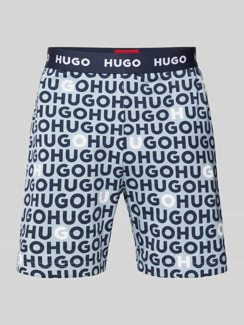 HUGO Regular fit korte broek met elastische band met label model 'TORTUGA'