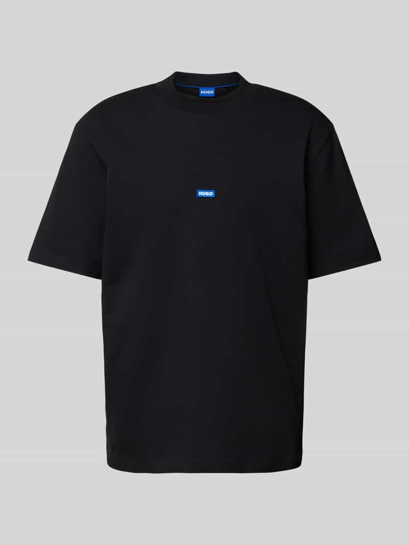 OTTO HUGO Blue T-shirt Nieros met logo-patch