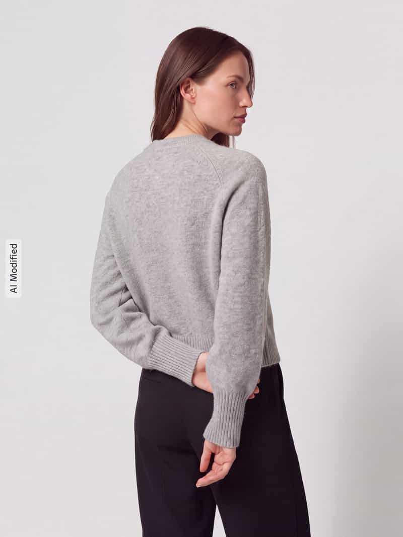 Jake*s Casual Gebreid jack van pure wol met labeldetail